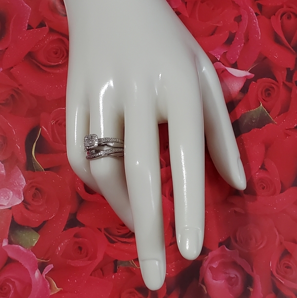 Forever Bride Trio 925 Diamond Engagement/Wedding Rings - Picture 4 of 13